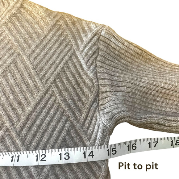 Women's Diamond-Rib Mid-Weight Mock Neck Sweater, S, Neutral Taupe - Picture 5 of 13